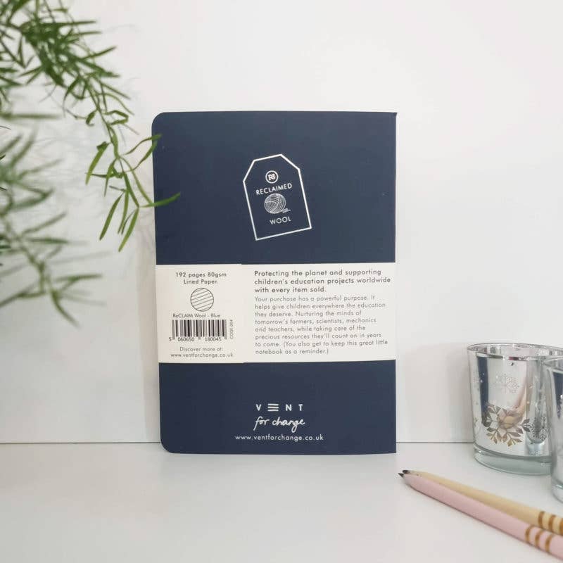 Vent Reclaimed Wool A5 Notebook ~ Dark Blue