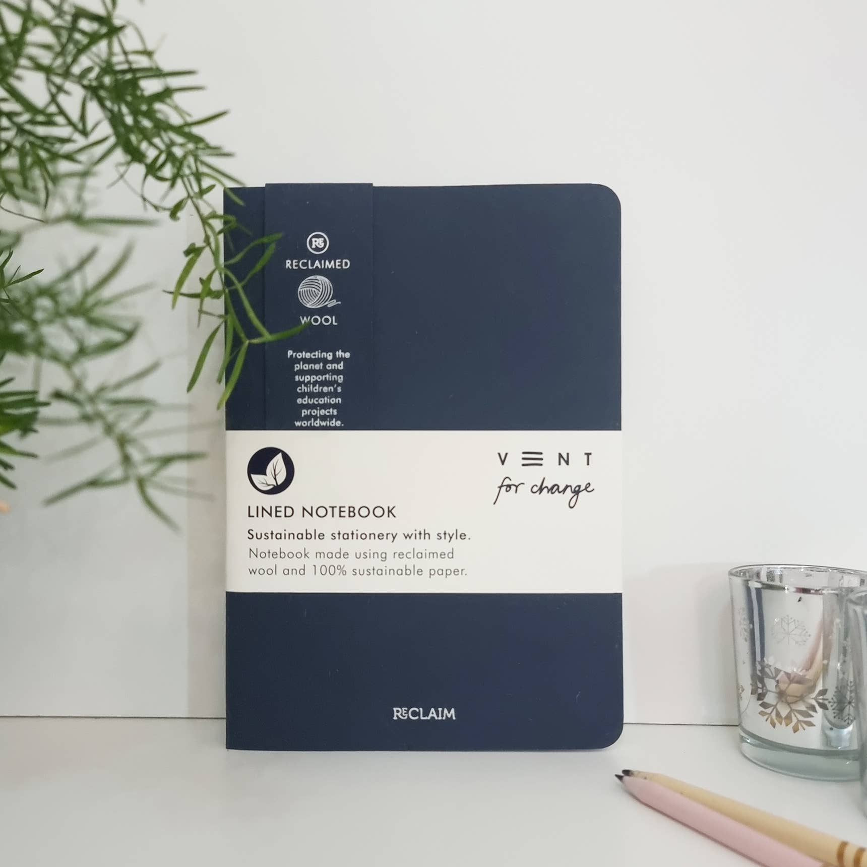 Vent Reclaimed Wool A5 Notebook ~ Dark Blue