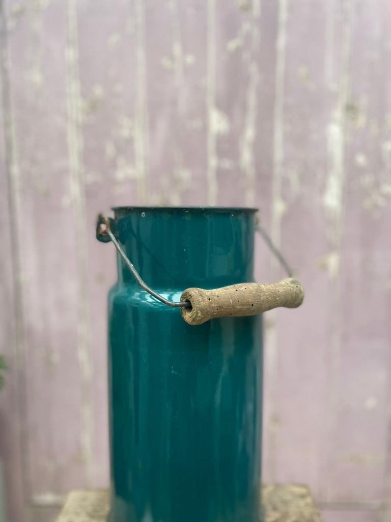 TEAL ENAMEL MILK CAN