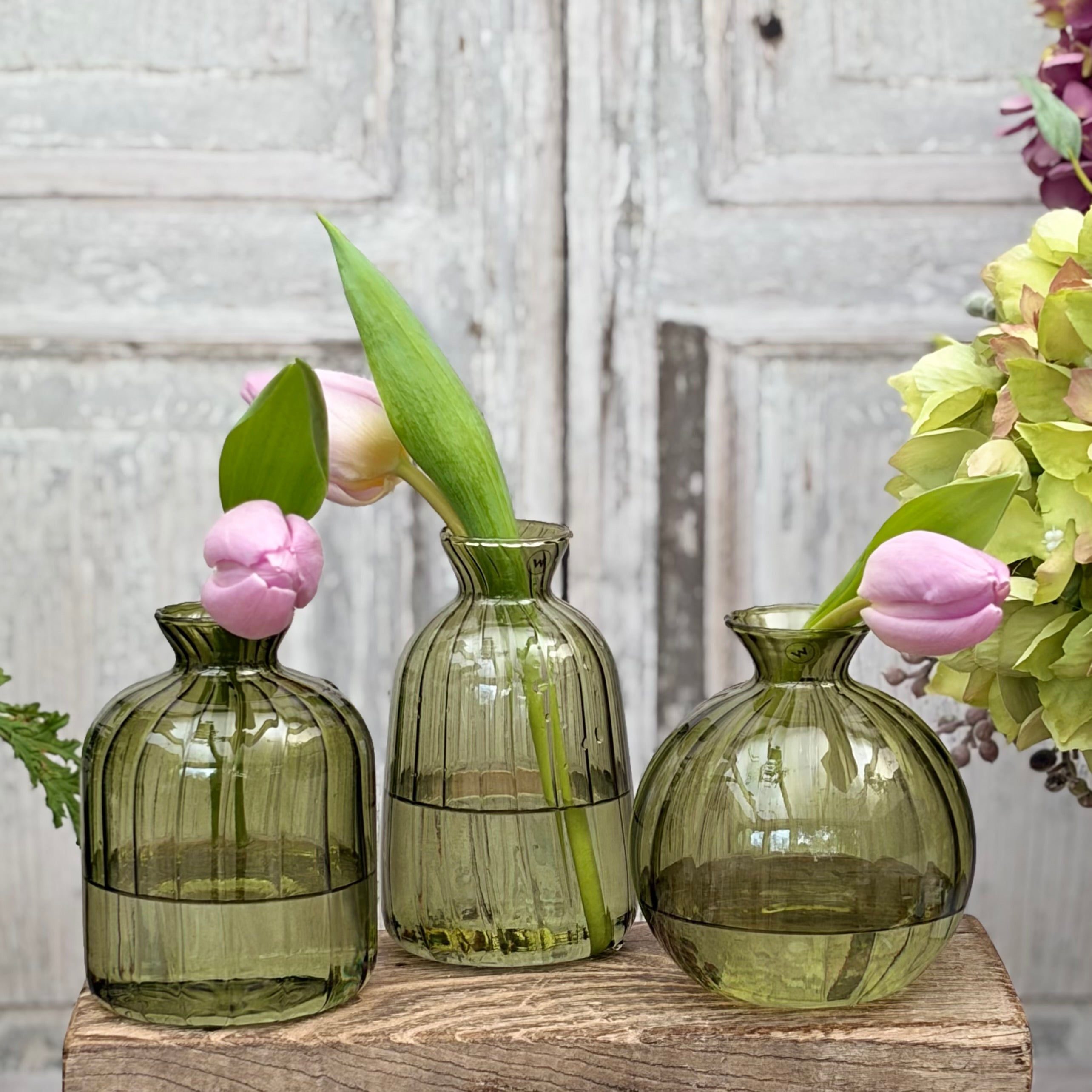Green Glass Mini Vases