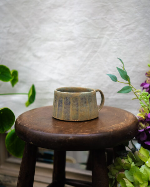 Meadow Green Fluted Stoneware Cup