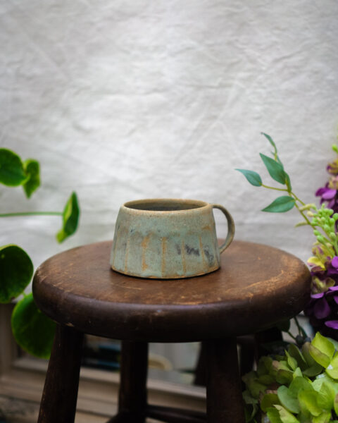 Meadow Green Fluted Stoneware Cup