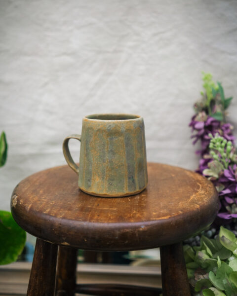 Meadow Green Fluted Stoneware Mug