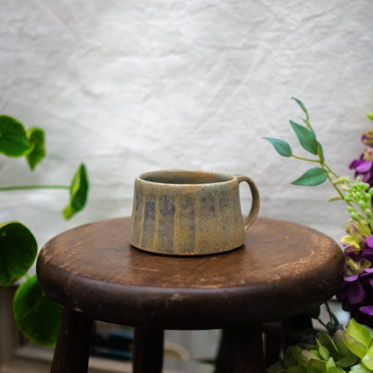 Meadow Green Fluted Stoneware Cup