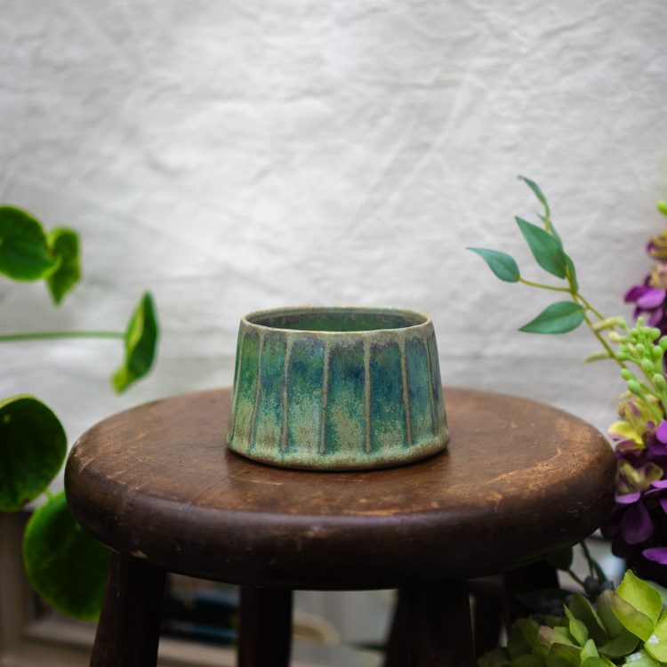 Meadow Green Fluted Stoneware Cup