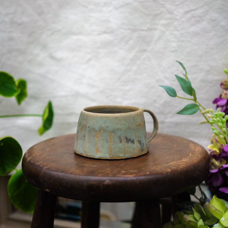 Meadow Green Fluted Stoneware Cup