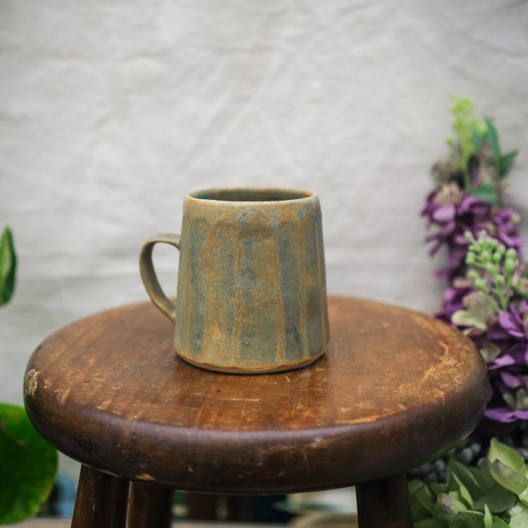 Meadow Green Fluted Stoneware Mug